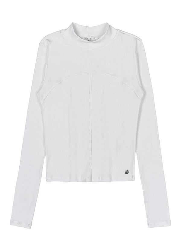 Authoria - Blusa Manga Longa Canelada Branco