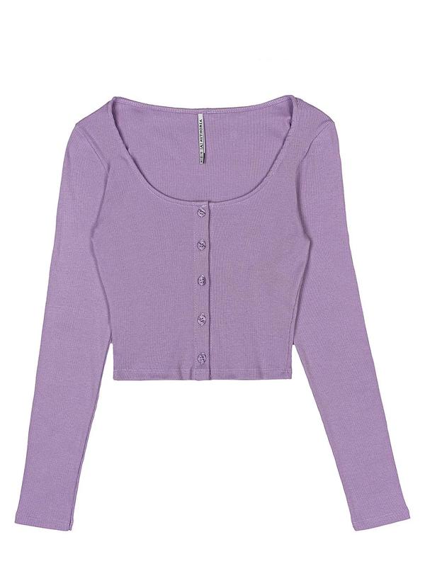 Authoria - Blusa Manga Longa Canelada Lilás Roxo