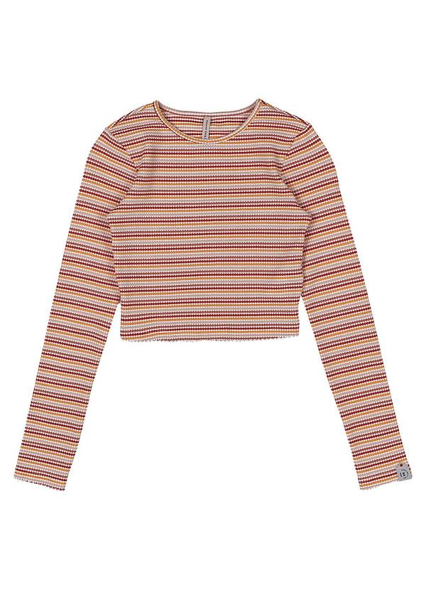 I Am - Blusa Manga Longa com Listras Rosa