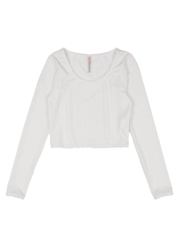 I Am - Blusa Manga Longa de Malha Canelada Branco