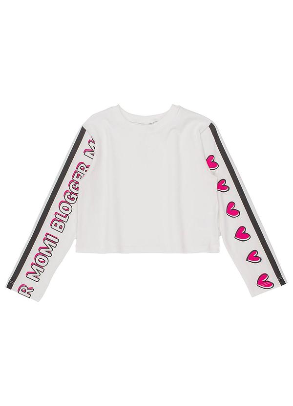 Momi - Blusa Manga Longa Estampa Blogger Branco