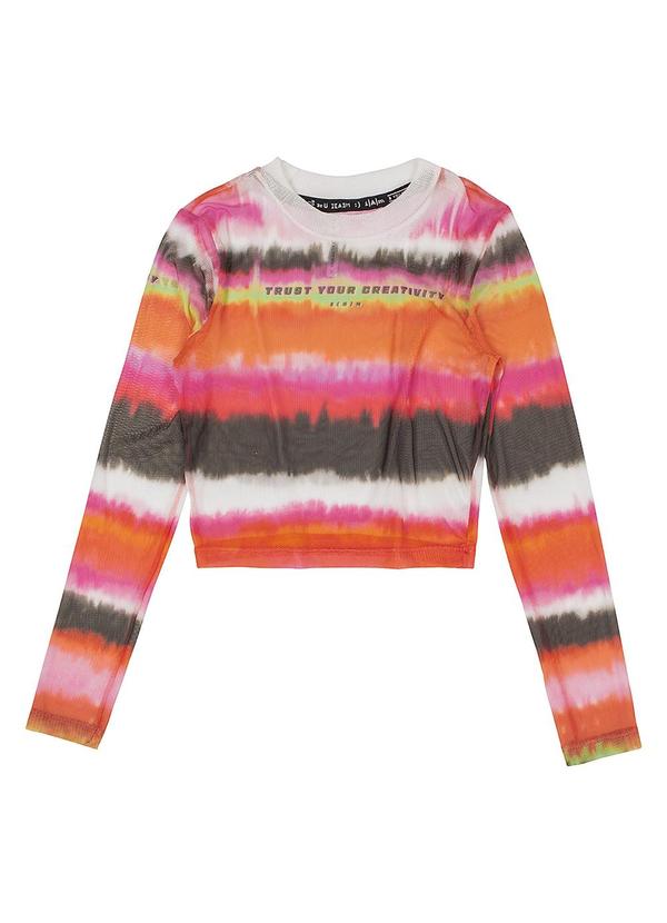 I Am - Blusa Manga Longa Tie Dye de Tule Branco