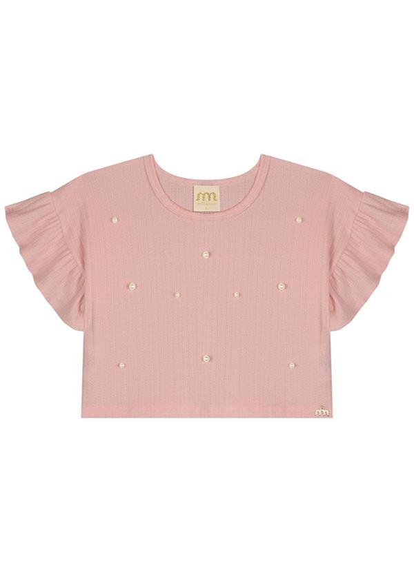 Milli e Nina - Blusa Menina em Canelado Maquinetado Rosa 1