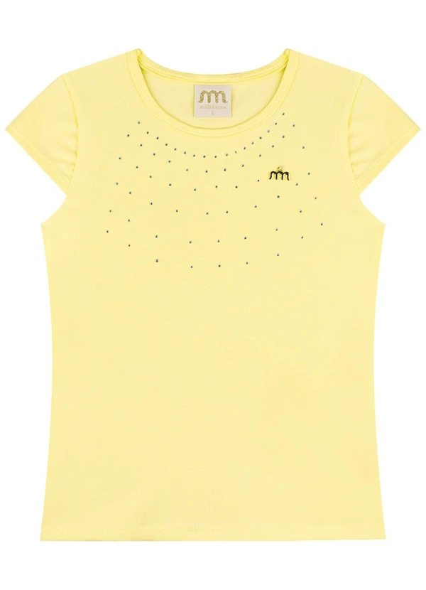 Milli e Nina - Blusa Menina em Cotton Penteado Amarelo