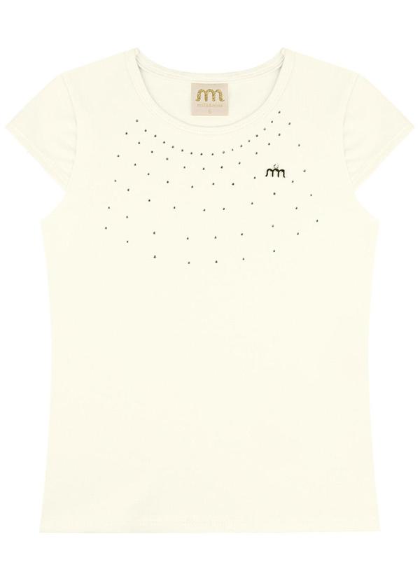 Milli e Nina - Blusa Menina em Cotton Penteado Bege