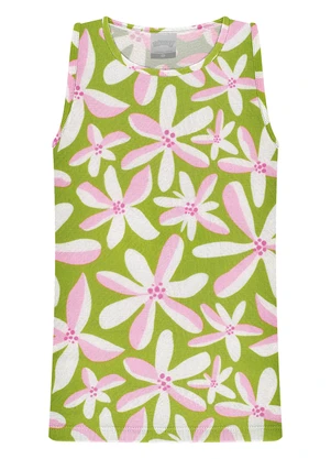 Alakazoo - Blusa Menina em Malha Cotton Estampada Verde - ALAKAZOO