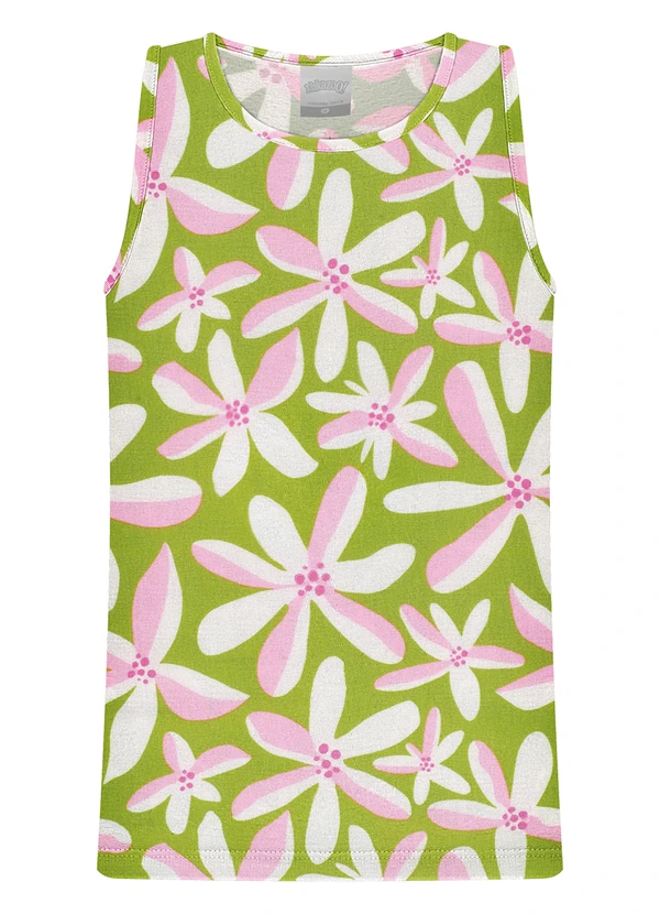 Alakazoo - Blusa Menina em Malha Cotton Estampada Verde