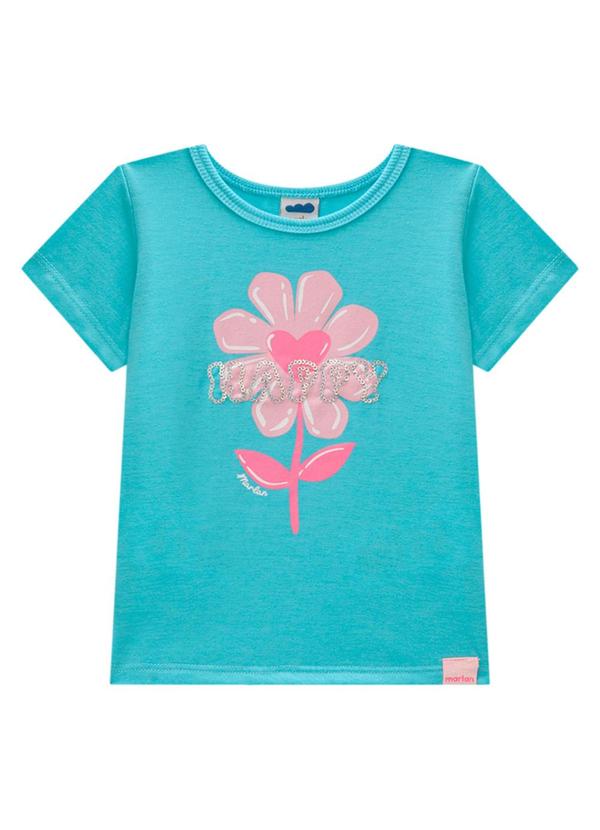 Marlan - Blusa Menina em Meia Malha Penteada Azul