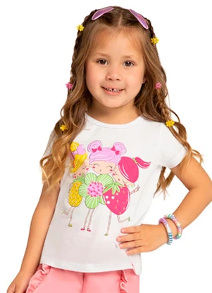 Marlan - Blusa Menina em Meia Malha Penteada Branco - MARLAN