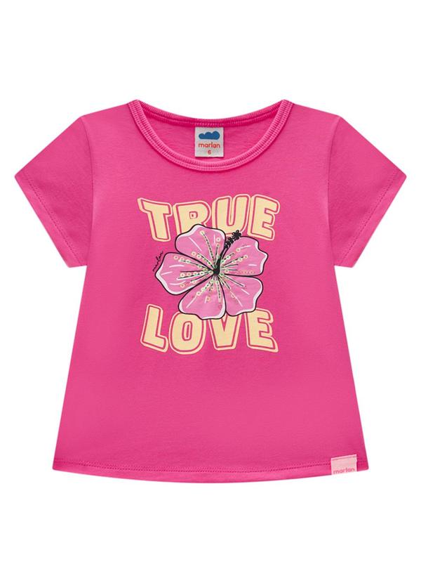 Marlan - Blusa Menina em Meia Malha Penteada Rosa _Art799097