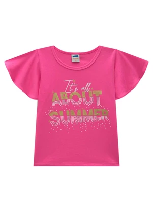 Marlan - Blusa Menina em Meia Malha Penteada Rosa - MARLAN