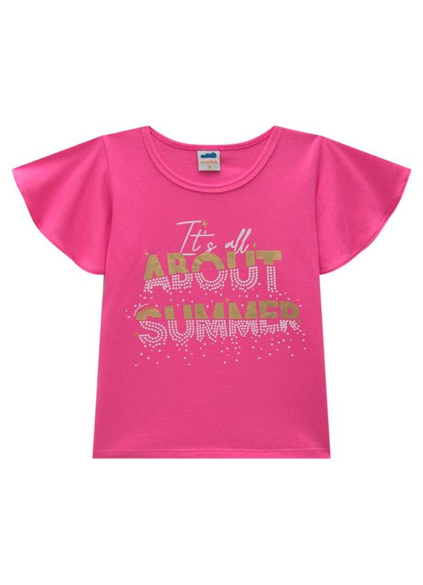 Marlan - Blusa Menina em Meia Malha Penteada Rosa