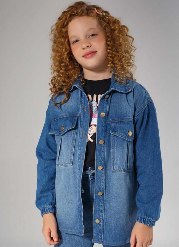 Sun Place - Camisa Jeans Infantil Menina Over Azul 12