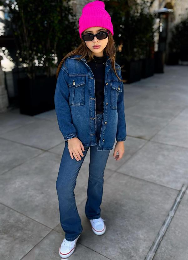 Sun Place - Camisa Jeans Infantil Menina Over Azul 3