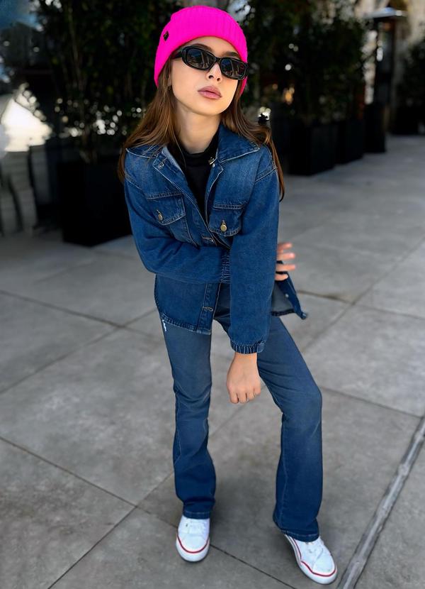 Sun Place - Camisa Jeans Infantil Menina Over Azul 6