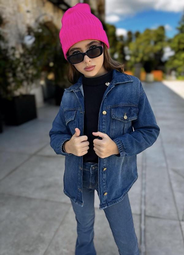 Sun Place - Camisa Jeans Infantil Menina Over Azul 8