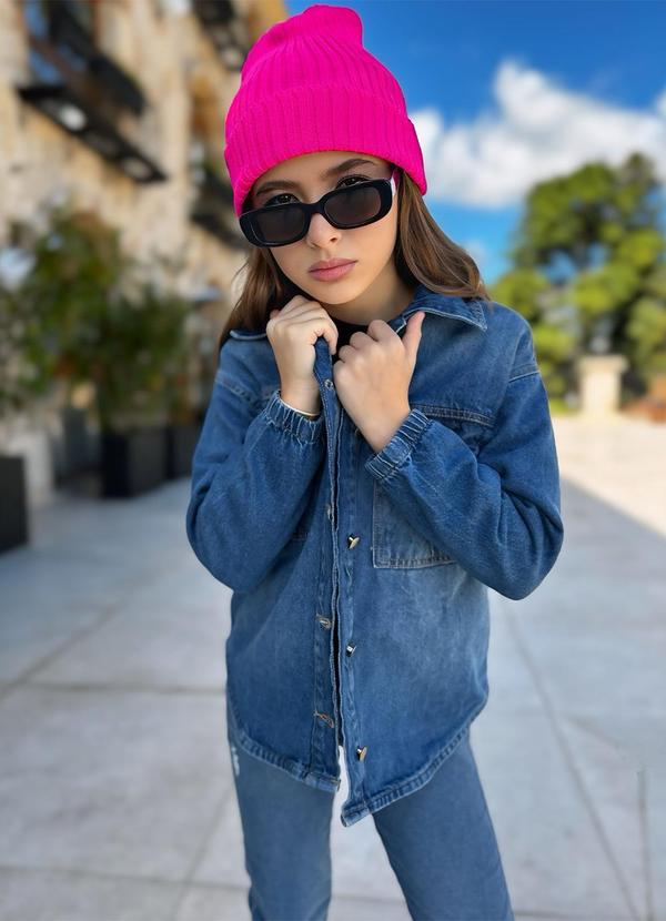 Sun Place - Camisa Jeans Infantil Menina Over Azul 9