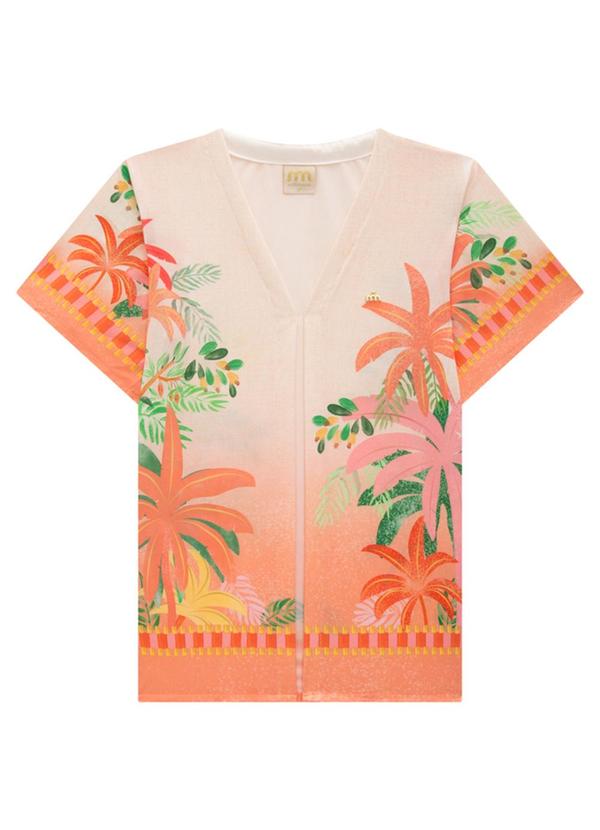 Milli e Nina - Kimono Menina Tecido Plano Estampado Bege 3