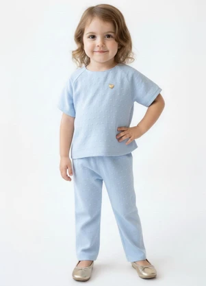 Amada - Bata Manga Raglan e Calça Azul - AMADA