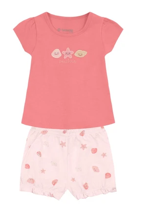 Brandili - Conjunto Bebê Menina de Estrelinha Rosa - BRANDILI