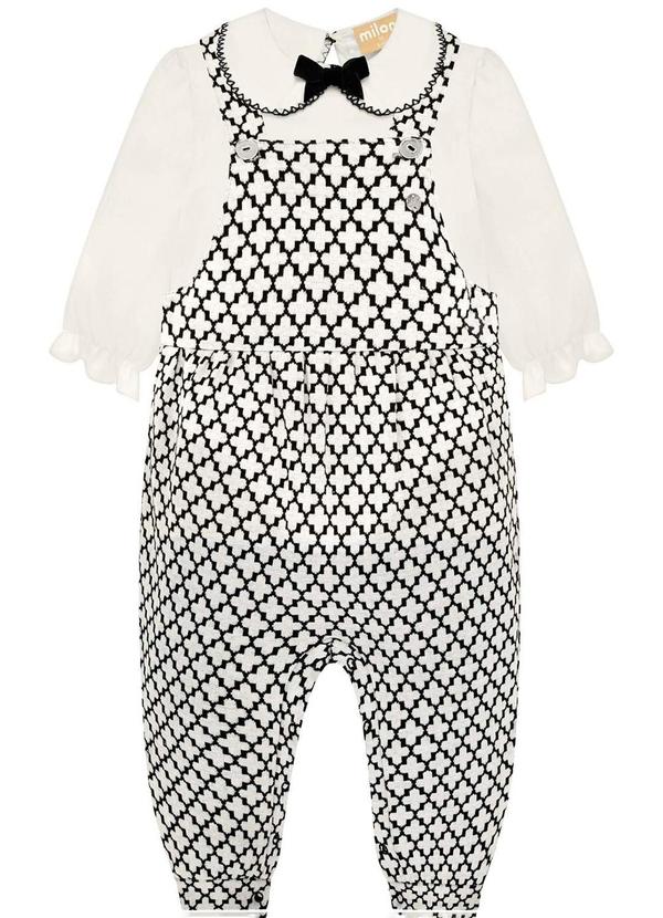 Milon - Conjunto Bebê Menina Jacquard Preto