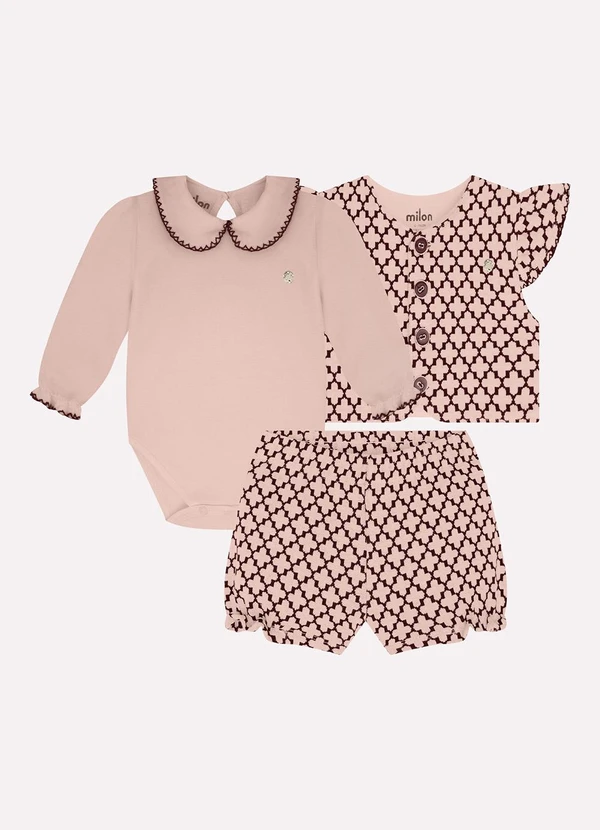Milon - Conjunto Bebê Menina Rosa