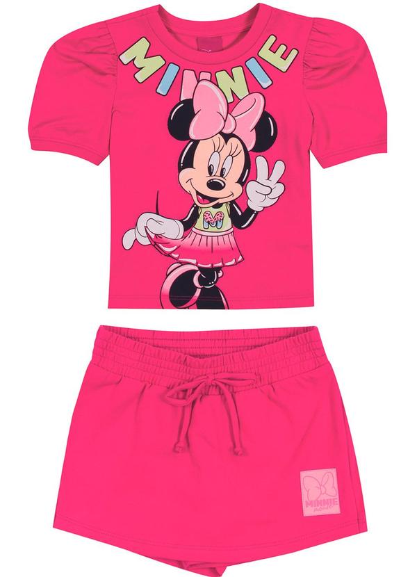 Disney - Conjunto Blusa e Short-Saia Minnie Rosa