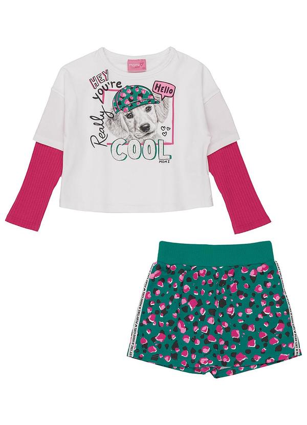 Momi - Conjunto Blusa Manga Longa e Short Branco
