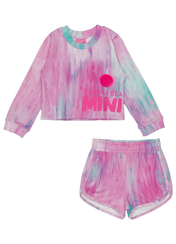Momi - Conjunto Blusa Manga Longa e Short Roxo