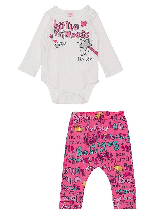 Momi - Conjunto Body Manga Longa e Calça Branco