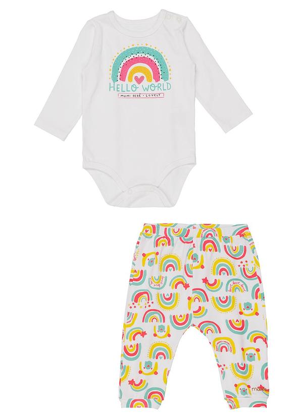 Momi - Conjunto Body Manga Longa e Calça Legging Branco
