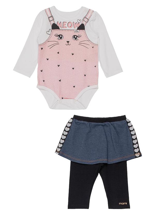 Momi - Conjunto Body Manga Longa e Calça Legging Rosa