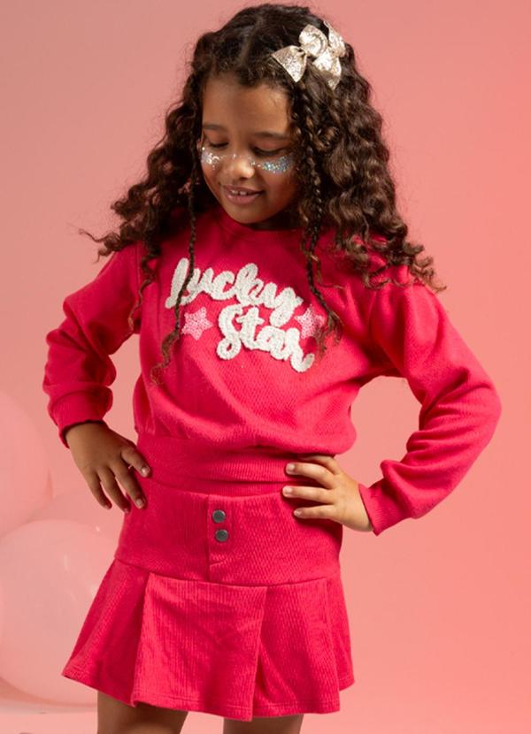 Cativa Kids - Conjunto Bordado com Lantejoulas Rosa