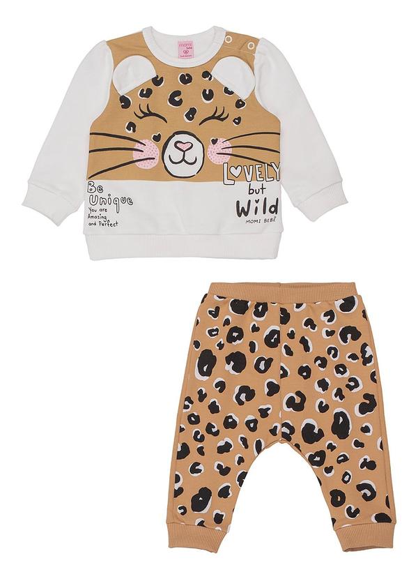 Momi - Conjunto Casaco e Calça Animal Print Marrom