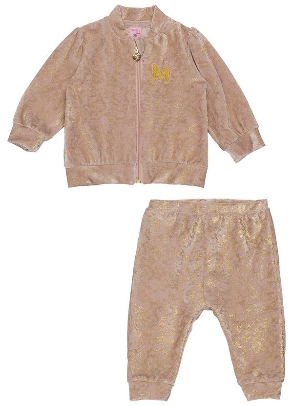 Momi - Conjunto Casaco e Calça de Pelinhos Bege