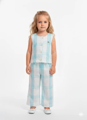 Amada - Conjunto Colete com Abertura Frontal Azul - AMADA