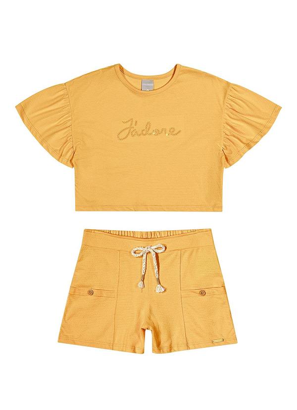 Colorittá - Conjunto Femin Infantil Blusa e Shorts Amarelo 2