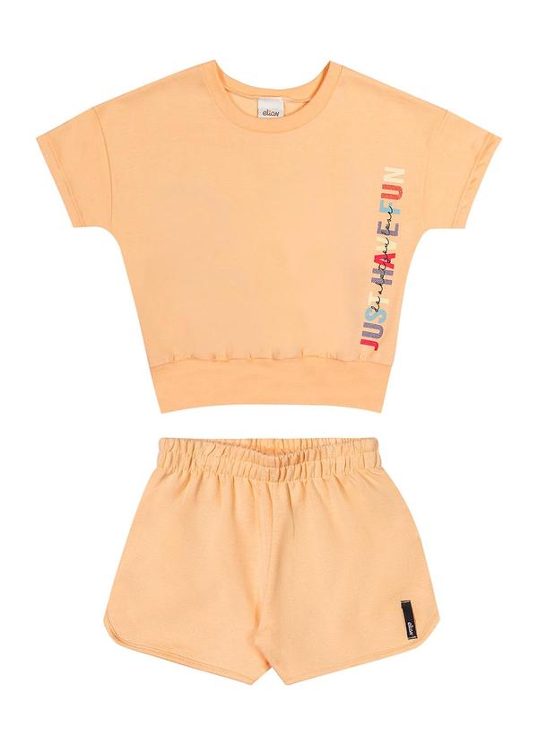 Elian - Conjunto Femin Infantil Blusa e Shorts Laranja