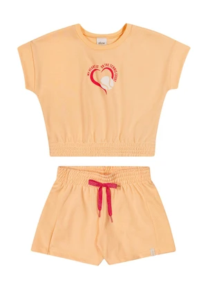 Elian - Conjunto Femin Infantil Blusa e Shorts Laranja - ELIAN