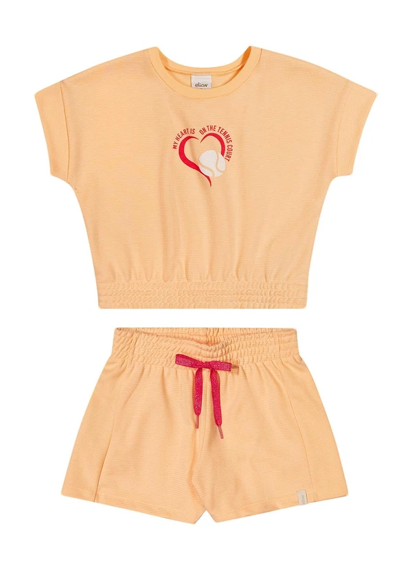 Elian - Conjunto Femin Infantil Blusa e Shorts Laranja