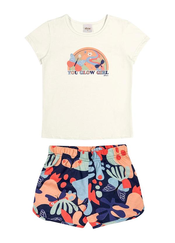 Elian - Conjunto Menina Infantil Blusa e Shorts Bege