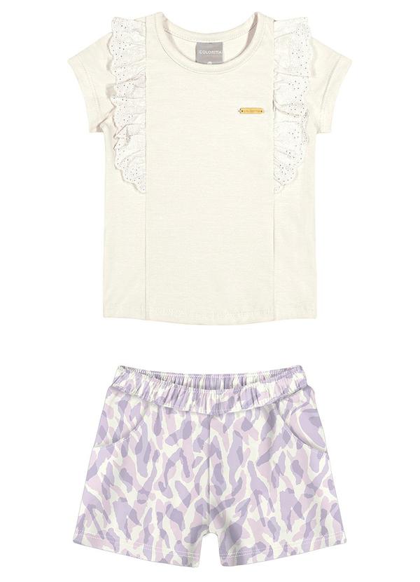 Colorittá - Conjunto Menino Infantil Blusa e Shorts Bege