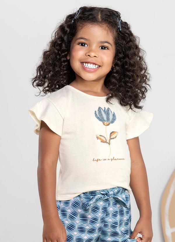 Colorittá - Conjunto Menina Infantil Blusa e Shorts Bege