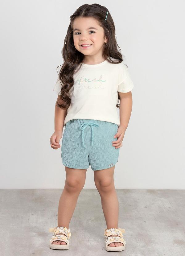 Colorittá - Conjunto Menina Infantil Blusa e Shorts Bege