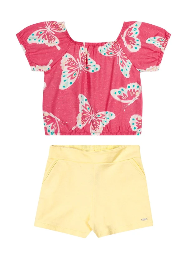 Elian - Conjunto Feminino Infantil Blusa e Shorts Rosa 2