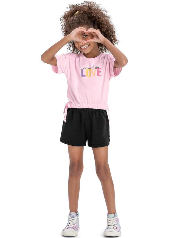 Elian - Conjunto Menina Infantil Blusa e Shorts Rosa