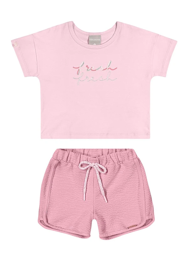 Colorittá - Conjunto Menina Infantil Blusa e Shorts Rosa