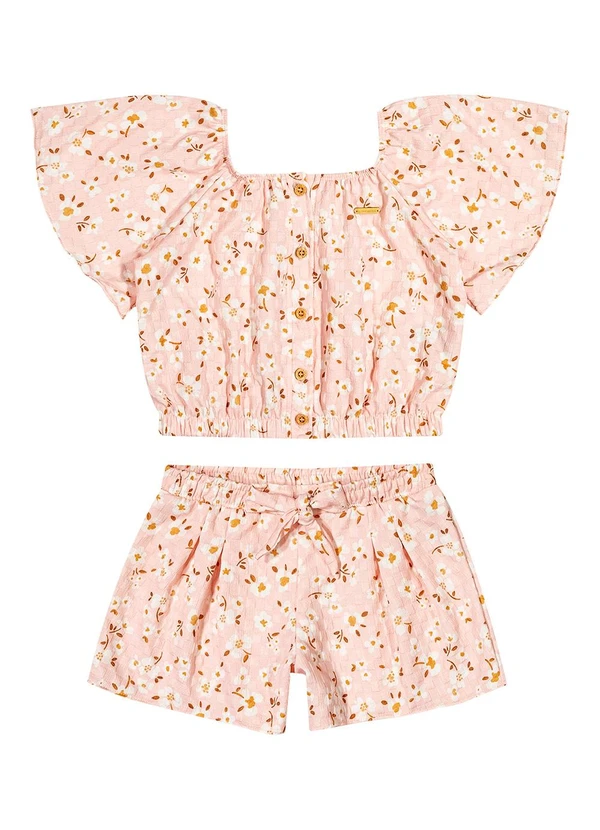 Colorittá - Conjunto Menina Infantil Blusa e Shorts Rosa