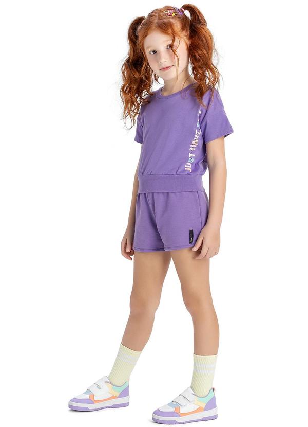 Elian - Conjunto Feminino Infantil Blusa e Shorts Roxo 1
