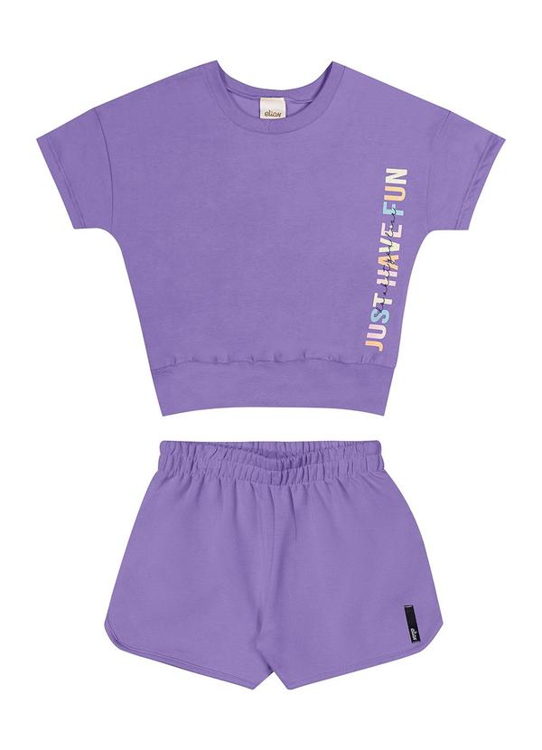 Elian - Conjunto Feminino Infantil Blusa e Shorts Roxo 2